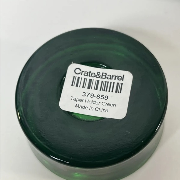 2 Crate & Barrel Round Emerald Green Glass Candle Holders - Picture 3 of 5